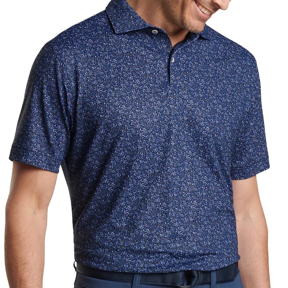 Peter Millar Crown Crafted Infusions Polo Mens L Navy Blue Golf Performance